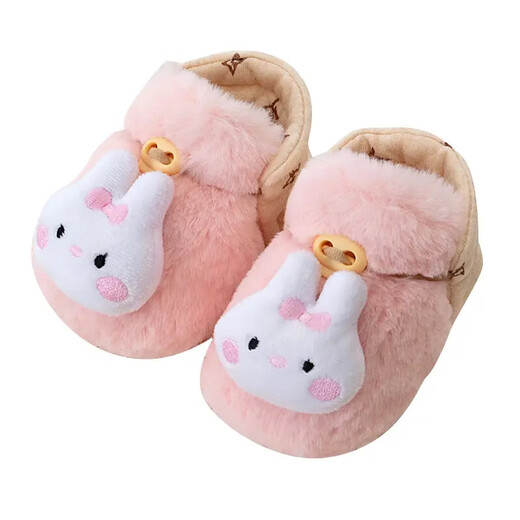 Baby autumn and winter thickened plush cartoon fur shoes warm walking shoes 0-12 months soft-soled baby shoes baby shoes white lion awakening 12 L size inner length 12cm (recommended 6-12 months)