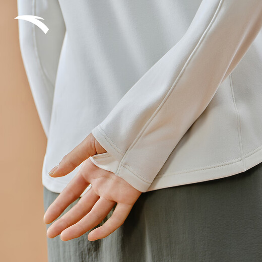 ANTA zero pressure T丨half-zip slim long-sleeved T-shirt for women autumn and winter new velvet running training inner sports top super model T-thin velvet style Yunyu Gray-2 M (female 165)