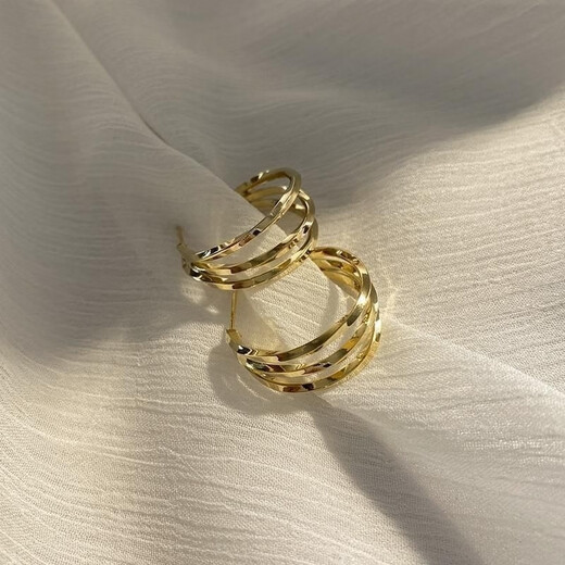 KZD Old Phoenix 999 Pure Silver Small Earrings Fashion Versatile Casual Earrings Autumn and Winter Silver Needle Allergy Circle Earrings Three Lives Three Worlds Silver Pair