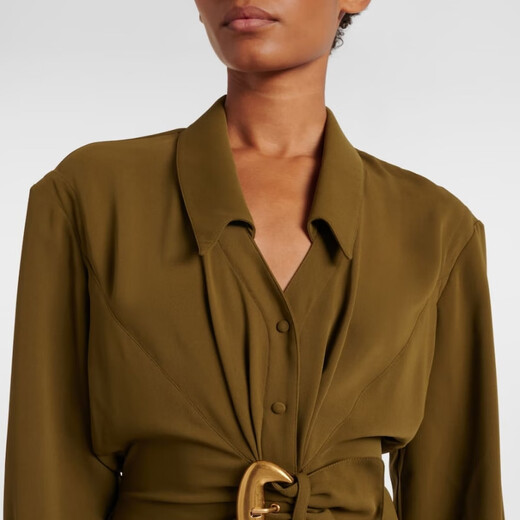 Mugler re/edit Cow-boys crepe twill shirt dress P01104881 Green L CN 175/96
