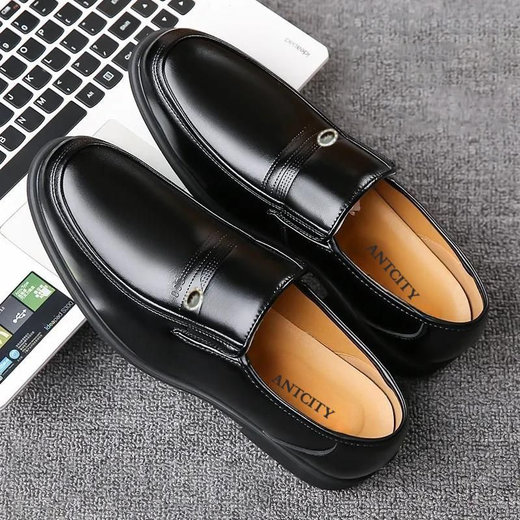 [Texture en cuir souple] Chaussures en cuir doux formel des affaires pour hommes Anti-slip Maux d'âge moyen et de papa âgés Soft Sole Business Black Single Layer 42 (260 mm)
