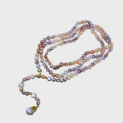 Disha designed natural strong light mixed color pearl baroque style sweater chain pendant mixed color 7-8MM pearls 90cm