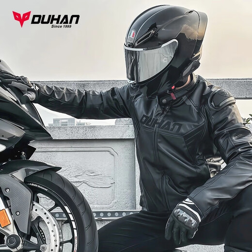 Duhan 2168 Black Motorcycle Riding Suit Men's Four Seasons Universal Motorcycle Leather Suit Anti-fall Warm Racing Suit Rider Suit L