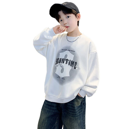 男童卫衣春装2025新款洋气中大童春秋季休闲运动打底衫长袖上衣潮 黑色 120 120cm