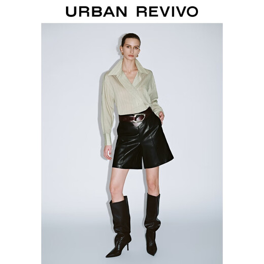 UR2026 Spring New Women's Lazy Casual Style Striped Long-Sleeved Cardigan Shirt UWM250114 Khaki Green Striped (Fabric Slightly Transparent) S