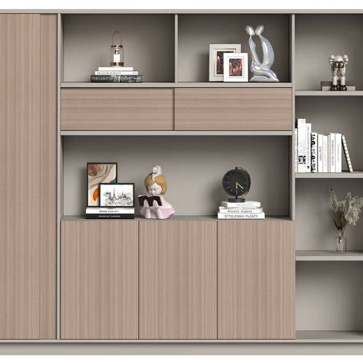 He Jiagong file cabinet wooden office cabinet furniture information file cabinet panel boss office back cabinet bookcase rack storage cabinet 2 meters background cabinet