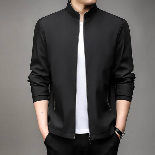 Clearance executive jacket men's spring and autumn men's business casual jacket middle-aged dad stand collar jacket men's trendy factory direct sale high quality clearance pick-up dark blue 3XL recommended weight 155-165 Jin Jin equals 0.5 kg can be worn