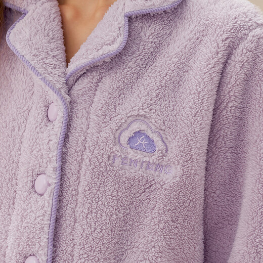 Fenten Couple Pajamas Coral Velvet Autumn and Winter New Plus Velvet Thickened Women's Suit Flannel Casual Warm Home Clothing for Men