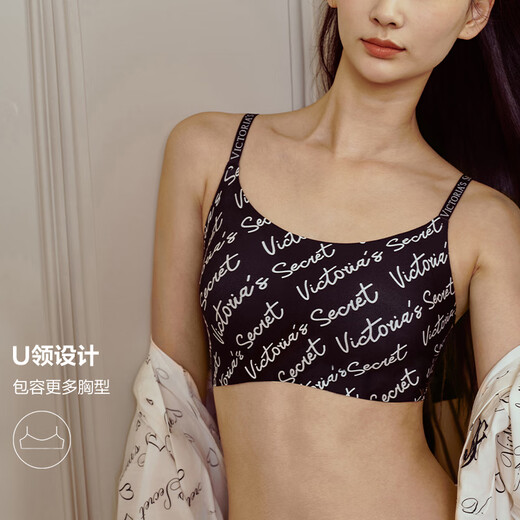 Victoria's Secret New Year Tian Xiwei's same style double size jelly strip vest soft support seamless no wire bra bra for women 54A2 Obsidian-Classic XS /M