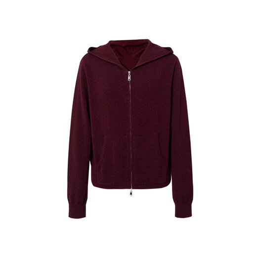 Evely's simple temperament and versatile casual zipper hooded sweater for women 2025 autumn new commuter sweater for women Burgundy red L