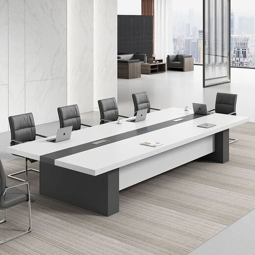 Nordic light luxury conference room office conference long table conference table and chair combination simple training modern negotiation table warm white + iron gray 2.0 meter conference table
