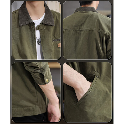 Fat Brother Work Jacket Men's Jacket Men's Loose Spring and Autumn Casual Outerwear Men's Autumn Large Size Fat Lapel Top Dark Gray XL Weight 155-175Jin Jin is equal to 0.5 kg