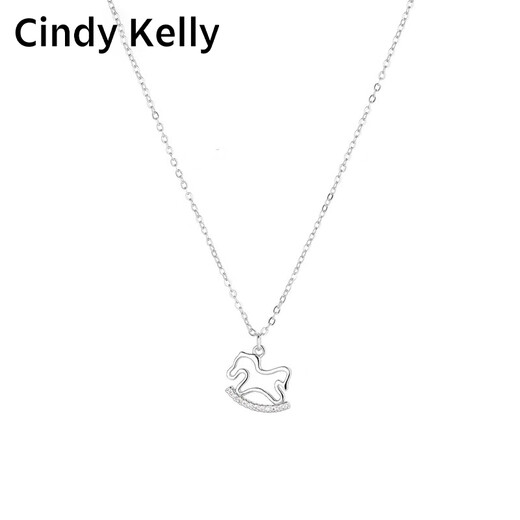 Cindy Kelly light luxury silver necklace for women, high-end, exquisite and practical clavicle chain, heart-warming gift for wife, wedding anniversary birthday gift for girls, rose gold carousel, practical and high-end gift for wife and girlfriend