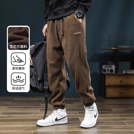 Clearance leakage corduroy casual pants for men in autumn and winter loose leggings sweatpants thickened warm workwear sweatpants Factory direct sales high quality clearance leakage K162 plus velvet gray 3XL Recommended weight 130-140Jin Jin equals 0.5kg Can be worn