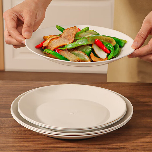 Rice husk disposable tableware food grade household degradable thickened family dinner high temperature resistant wedding special dining bowl rice husk 8 inch disc white 8 pcs