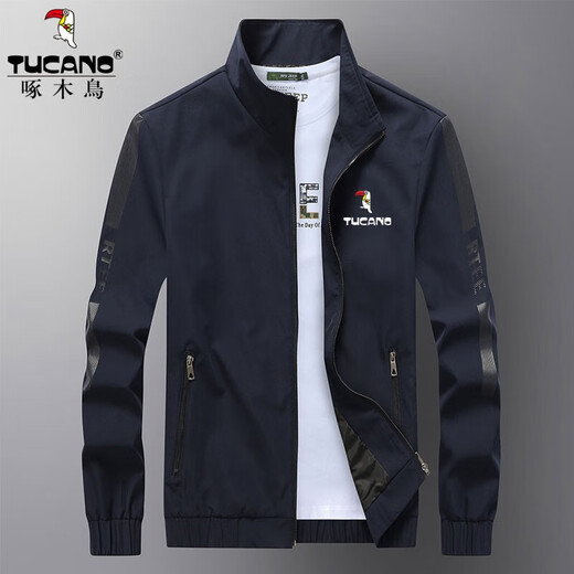 Woodpecker (TUCANO) Thin Jacket Men's Spring and Autumn New Casual Stand-up Collar Jacket Men's Large Size Velvet Thickened Top 188 Khaki Spring and Autumn Style Free Socks 3XL Recommended 150-165 Jin Jin equals 0.5 kg