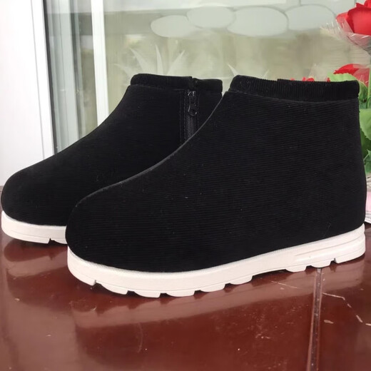 Specialty Enshi old cotton shoes home traditional handmade cotton shoes for men and women plus velvet thickened warm shoes corduroy elderly shoes black 42 usually wear 40