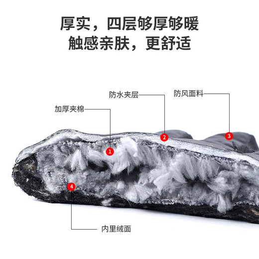 Men's winter ski gloves, thickened with velvet, warm for cycling, cold-proof, women's electric bike, windproof, black