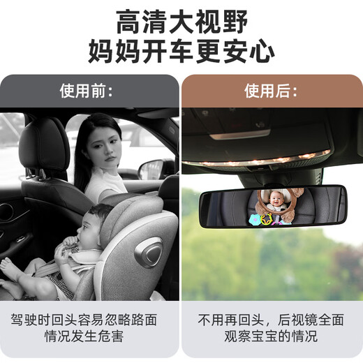 Xunyu Safety Seat Observation Mirror Baby Car Interior Rearview Mirror Car Baby Basket Mirror Car Rear Birthday Bear HD Curved Mirror - Wider View