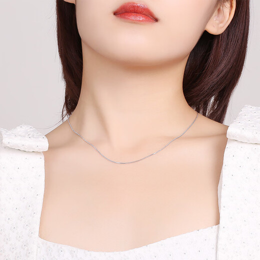 Saturday Fortune Fishbone Chain PT950 White Gold Platinum Necklace Thin Chain Girl Birthday Gift PT057308 About 2.98g 42cm