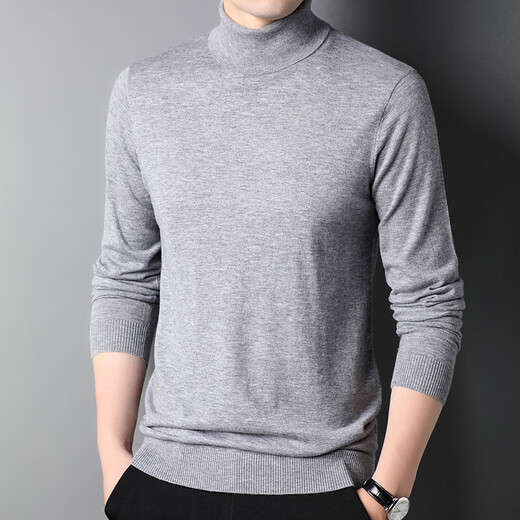 100% pure wool sweater men's turtleneck sweater new Puyuan sweater versatile warm knitted bottoming shirt military green M 170/88A