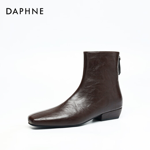 Daphne Short Boots Women's Low Heel Ankle Boots 2025 New Versatile Autumn British Style Autumn and Winter Women's Boots Brown 38 (240mm) Standard Size