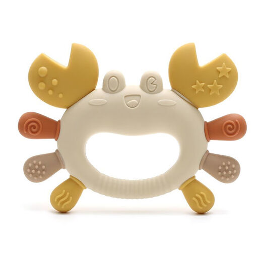MOONPIE crab teether baby teething stick, anti-eating hand toy 6-12, food grade beige crab