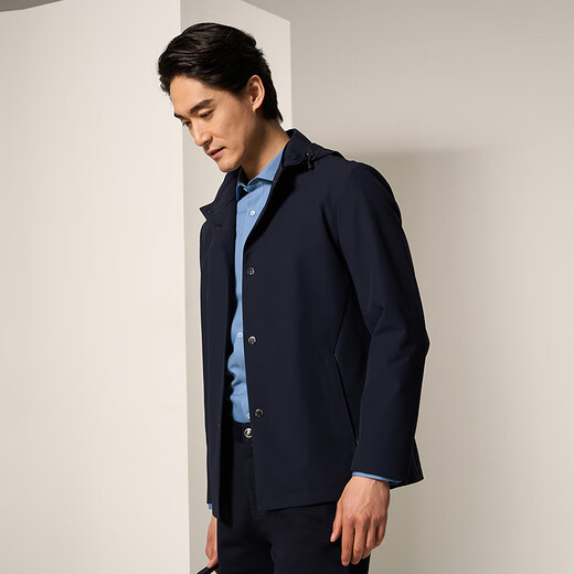 JODOLL navy blue hooded comfortable long-sleeved windbreaker men's business casual all-match urban commuter windbreaker navy blue XL 52