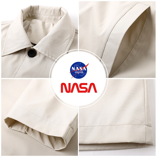 NASA GOOD mid-length jacket men's autumn Korean style solid color loose casual style couple clothes jacket khaki 2XL