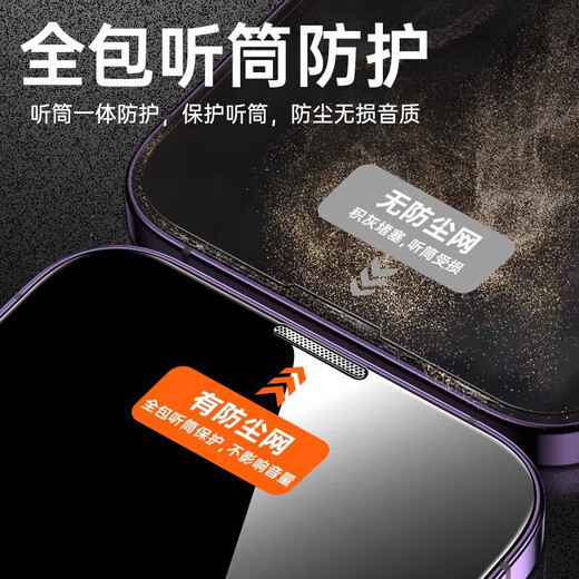 Suitable for Apple 15/14plus tempered film iPhone 13/16 mobile phone film HD 13Pro max explosion-proof, anti-fall, anti-fingerprint, smooth earpiece, dust-proof 1-3 set, HD version, 2 pieces, Apple 16