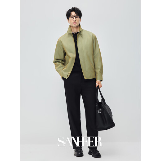 SANHEER British classic Japanese imported luxury brand royal two-color fabric autumn and winter men's lapel jacket DAJ408 khaki L 50