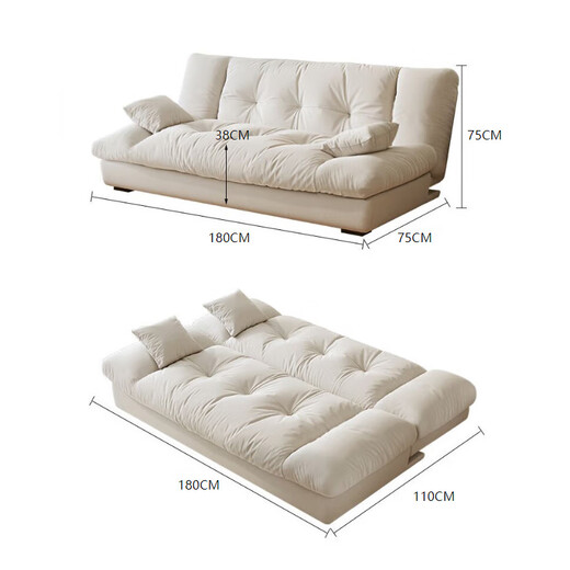 Warner new cream style technology velvet sofa bed foldable dual-purpose fabric sofa 2025 new small apartment