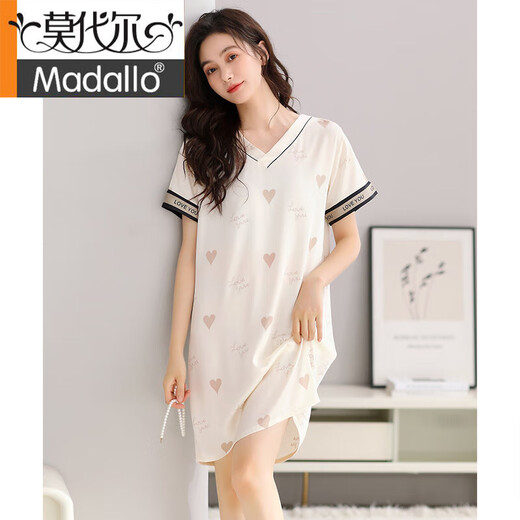 莫代尔睡裙女士夏季冰丝短袖睡衣裙薄款夏天2025新款仿真丝绸夏款连衣裙 9926奶茶杏 M