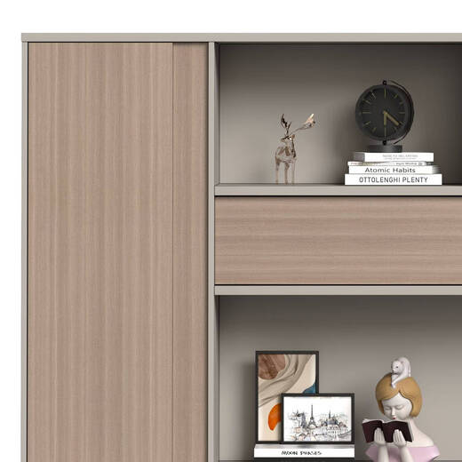 He Jiagong file cabinet wooden office cabinet furniture information file cabinet panel boss office back cabinet bookcase rack storage cabinet 2 meters background cabinet