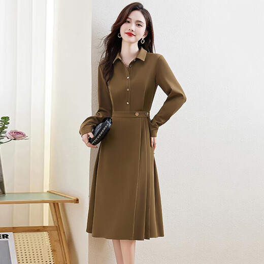 Ehangy Luxury High-End Brand Dress для женщин 2025 Осень Осень Новый драпированный темперамент Слим и высококачественная красивая юбка кирпич Red M