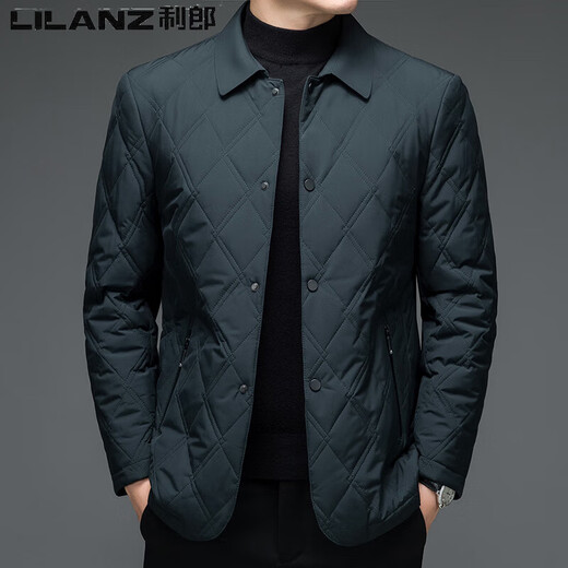 Lilang Men's Cotton Jacket Winter Lightweight Warm Lapel Middle-aged Cotton Jacket Business Men's Jacket Cotton Jacket 9602 Navy Blue L 170