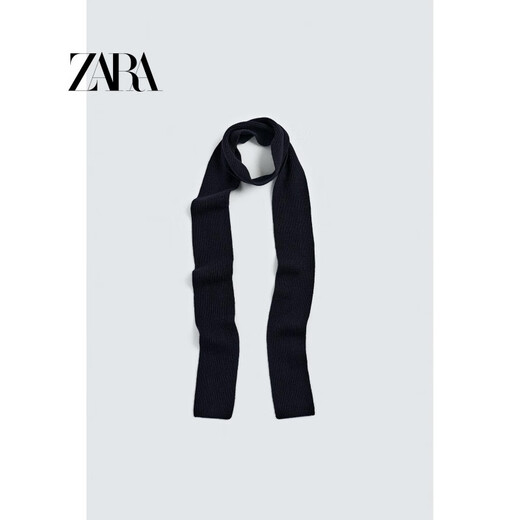 ZARA official flagship 2025 winter men's blended narrow scarf 1942519 422 deep sea blue M (M)