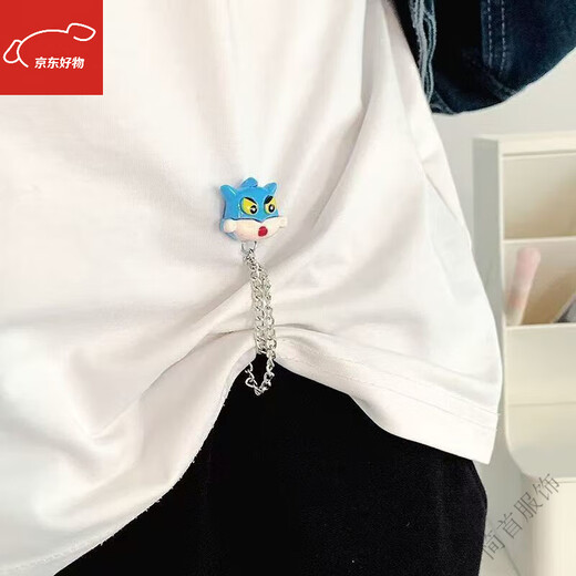 NAOISKEY ins cute crayon Shin-chan magnetic trouser leg shortening artifact high-looking hem seam-free fixed buckle magnetic adjustment red Shin-chan + blue Superman 2 pieces