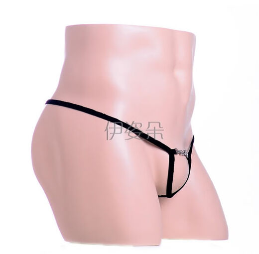 Sexy men's sexy underwear, comfortable and sexy, no need to take off, transparent sexy see-through hollow thong for flirting, black, one size fits all, fits S-XXXL