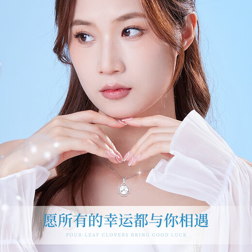 China Gold (CHINA GOLD) platinum necklace women's four-leaf clover light luxury platinum pendant birthday gift for girlfriend and wife wedding anniversary practical lucky four-leaf clover platinum pendant + platinum flash O chain