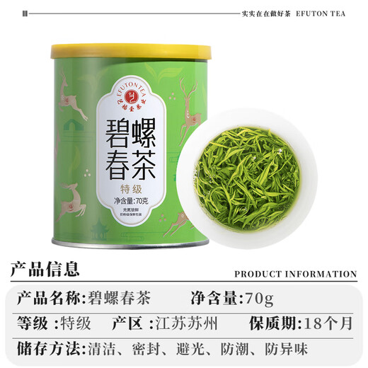 Yifutang Green Tea, Jiangsu's original Biluochun special selection 70g, 2025 new tea, spring tea canned tea, self-drinking
