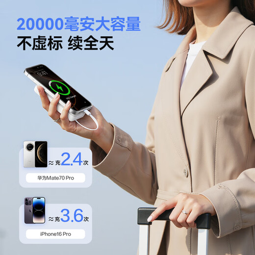 Made in Tokyo, 30W fast charging comes with a 20,000 mAh large-capacity power bank, 3c certified OCC aircraft-friendly mobile power supply, suitable for Apple 17, Xiaomi 17, Huawei Honor
