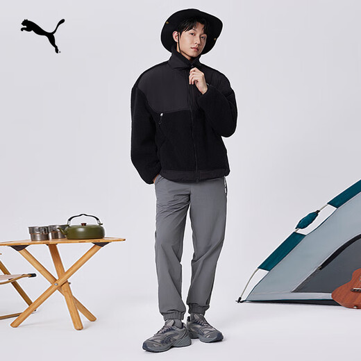 PUMA thickened cold insulation and warm imitation sherpa jacket for men and women autumn and winter stand collar jacket top 629733