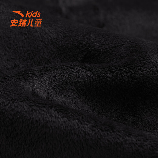ANTA children's fleece sweatshirt for boys and girls 2025 winter new Chinese ice and snow series knitted pullover basic black-4 fleece 175 cm