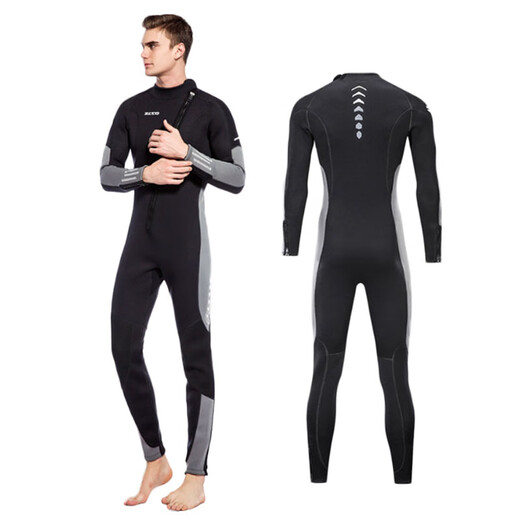 ZCCO 3mm swimsuit women's wetsuit men's snorkeling suit one-piece front zipper cold-proof swimsuit sailing suit for women/3mm black and red 5-piece one-piece back zipper short-sleeved shorts S