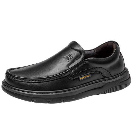 MONTAGUT leather shoes for men in autumn and winter new style light luxury genuine leather thick-soled large-toe high-end business casual leather shoes one-step men's shoes