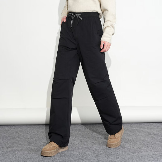 Flying in the Snow 2025 Winter New Down Pants Same Style for Men and Women for Outerwear Fashionable Warm Paratrooper Pants High Waist Loose Pants Black M 165/72A