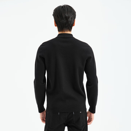 LiLang Light Fashion Men's Clothing Machine Washable Wool Sweater Men's Zippered Half-lapel Lapel Cashmere Blended Warm Sweater Black (1Y) 2XL (180)