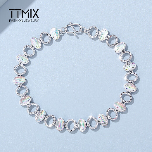 TTMIX Colorful Shell Bracelet pt950 Platinum Bracelet Temperament Sparkling Platinum Bracelet Birthday Gift for Girlfriend 9.81g 16cm