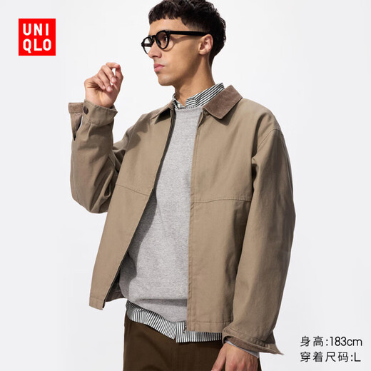 Uniqlo Men's and Women's Casual Zip Short Jacket Barn Style Lapel Jacket 478230 480827 478230/34 Camel L